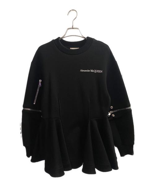 ALEXANDER McQUEEN（アレキサンダーマックイーン）ALEXANDER McQUEEN (アレキサンダーマックイーン) ペプラムスウェット ブラック サイズ:38の古着・服飾アイテム