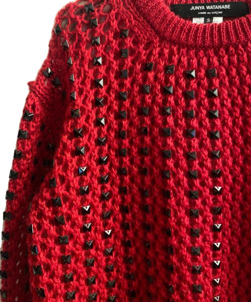 JUNYA WATANABE COMME des GARCONS（(ジュンヤワタナベ コムデギャルソン）JUNYA WATANABE COMME des GARCONS ((ジュンヤワタナベ コムデギャルソン) 20AW スタッズデザインニット レッド サイズ:Sの古着・服飾アイテム