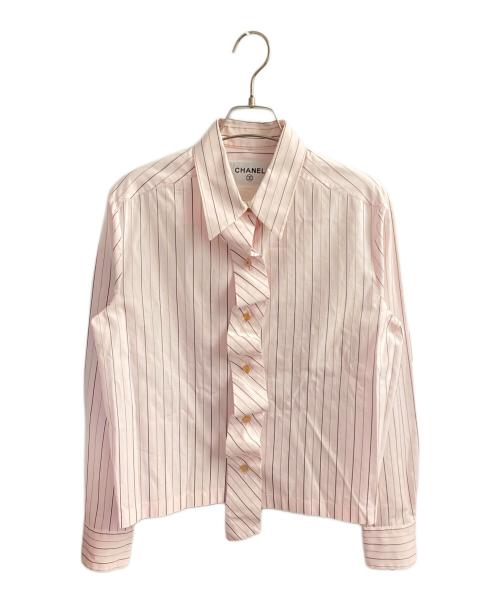 CHANEL（シャネル）CHANEL (シャネル) ココボタンストライプシャツ ピンク サイズ:42の古着・服飾アイテム