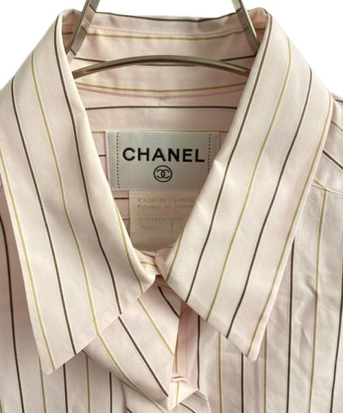 CHANEL（シャネル）CHANEL (シャネル) ココボタンストライプシャツ ピンク サイズ:42の古着・服飾アイテム