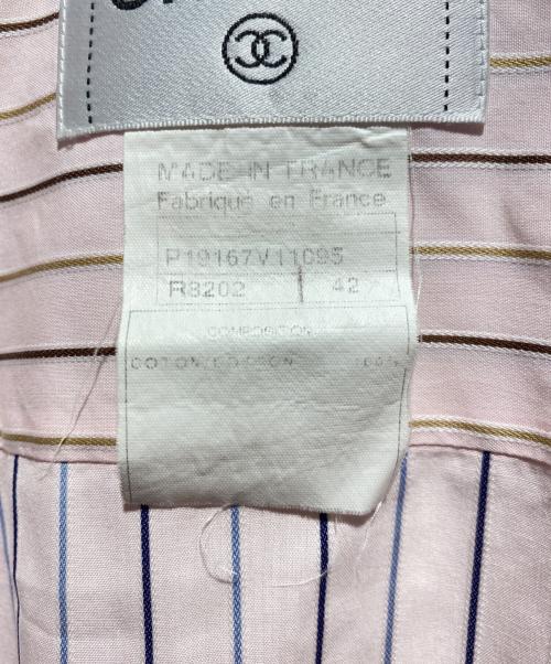 CHANEL（シャネル）CHANEL (シャネル) ココボタンストライプシャツ ピンク サイズ:42の古着・服飾アイテム