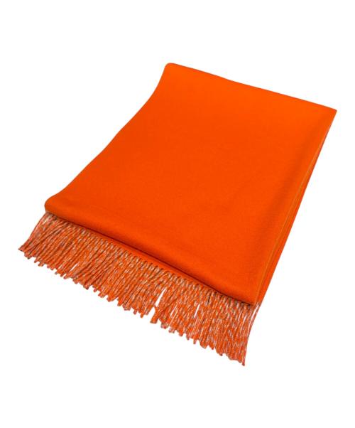 HERMES（エルメス）HERMES (エルメス) ダブルフェイスカシミヤストール オレンジ×ベージュの古着・服飾アイテム