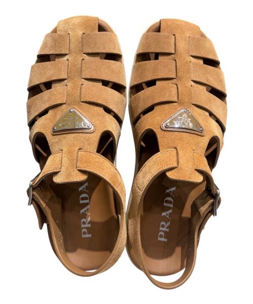 PRADA（プラダ）PRADA (プラダ) スエードフィッシャーマンサンダル ブラウン サイズ:7の古着・服飾アイテム