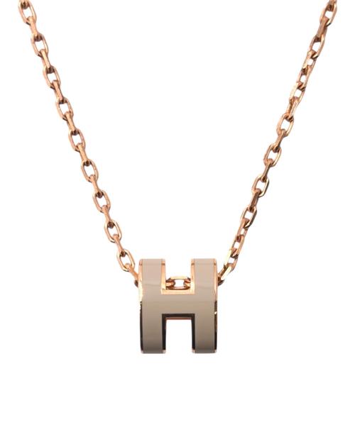 HERMES（エルメス）HERMES (エルメス) ポップHミニネックレス ベージュ×ピンクゴールド サイズ:40cmの古着・服飾アイテム