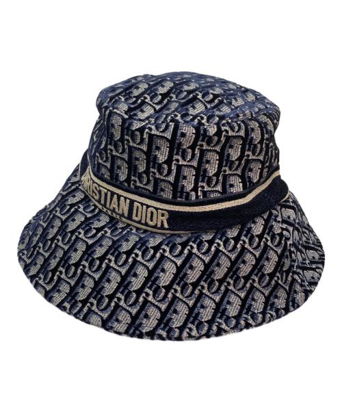 Christian Dior（クリスチャン ディオール）Christian Dior (クリスチャン ディオール) オブリークバケットハット グレー×ネイビー サイズ:58の古着・服飾アイテム