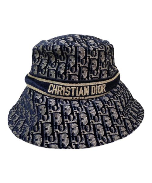 Christian Dior（クリスチャン ディオール）Christian Dior (クリスチャン ディオール) オブリークバケットハット グレー×ネイビー サイズ:58の古着・服飾アイテム
