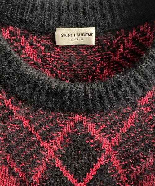 Saint Laurent Paris（サンローランパリ）Saint Laurent Paris (サンローランパリ) アーガイルチェックニット レッド×ブラック サイズ:XSの古着・服飾アイテム