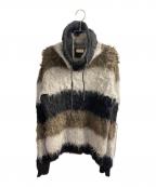 Saint Laurent Parisサンローランパリ）の古着「ボーダーモヘヤ混ニット」｜ブラック×グレー