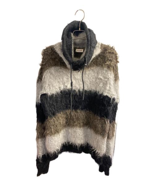 Saint Laurent Paris（サンローランパリ）Saint Laurent Paris (サンローランパリ) ボーダーモヘヤ混ニット ブラック×グレー サイズ:Sの古着・服飾アイテム