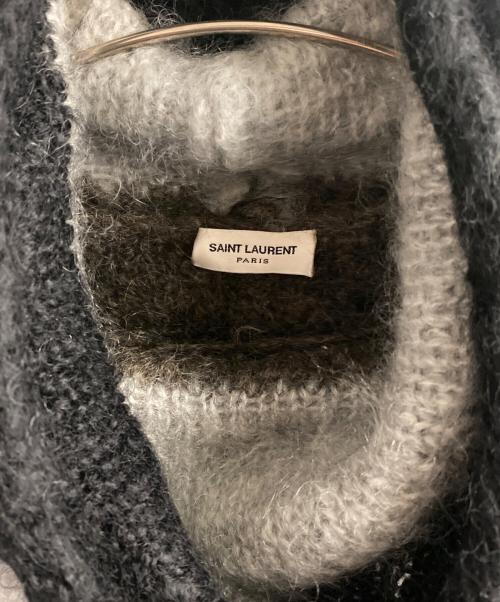 Saint Laurent Paris（サンローランパリ）Saint Laurent Paris (サンローランパリ) ボーダーモヘヤ混ニット ブラック×グレー サイズ:Sの古着・服飾アイテム