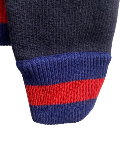 GUCCI（グッチ）GUCCI (グッチ) タイガーニットジャケット ネイビー×レッド サイズ:Mの古着・服飾アイテム