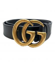 GUCCI（グッチ）の古着「ダブルG スリムベルト」｜ブラック×ゴールド