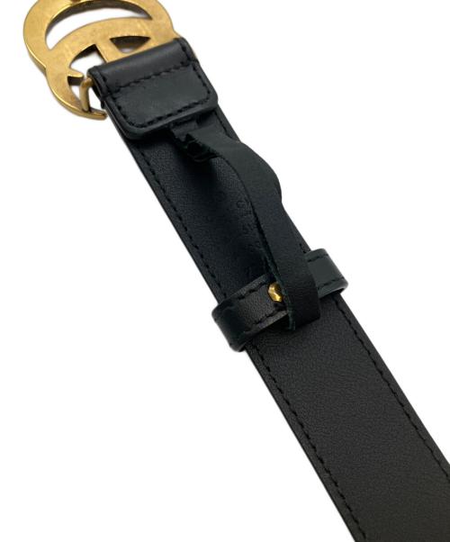 GUCCI（グッチ）GUCCI (グッチ) ダブルG スリムベルト ブラック×ゴールド サイズ:70の古着・服飾アイテム