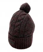 PRADAプラダ）の古着「Wool Blend Ribbed Knit Beanie/ニット帽」｜レッド×ブラック