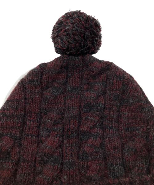 PRADA（プラダ）PRADA (プラダ) Wool Blend Ribbed Knit Beanie/ニット帽 レッド×ブラック サイズ:Mの古着・服飾アイテム