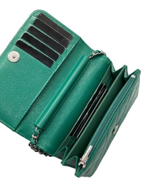 CHANEL（シャネル）CHANEL (シャネル) Matelassé Caviar Skin Chain Shoulder Wallet/マトラッセキャビアスキン ショルダーウォレット グリーン×シルバー金具 サイズ:-の古着・服飾アイテム