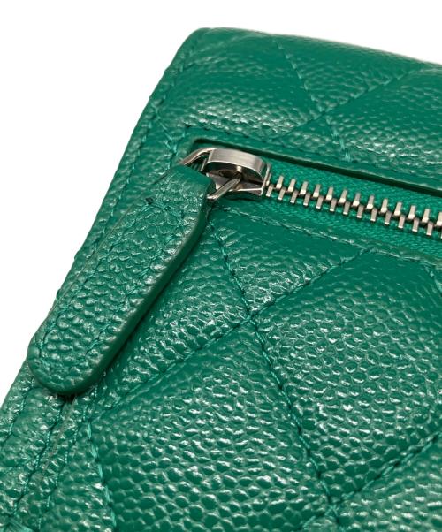 CHANEL（シャネル）CHANEL (シャネル) Matelassé Caviar Skin Chain Shoulder Wallet/マトラッセキャビアスキン ショルダーウォレット グリーン×シルバー金具 サイズ:-の古着・服飾アイテム