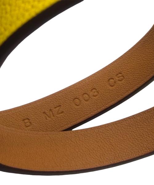 HERMES（エルメス）HERMES (エルメス) ミニ・ケリー ドゥブルトゥール / レザーブレスレット イエロー×ゴールド金具の古着・服飾アイテム