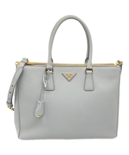PRADA（プラダ）PRADA (プラダ) ガレリア サフィアーノレザー バッグ ライトグレーの古着・服飾アイテム