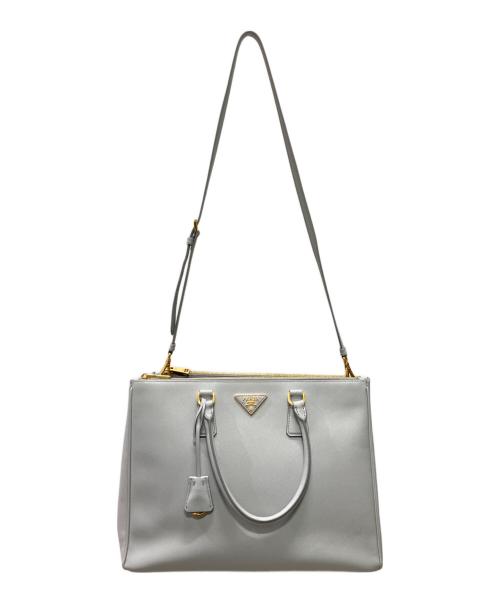 PRADA（プラダ）PRADA (プラダ) ガレリア サフィアーノレザー バッグ ライトグレーの古着・服飾アイテム