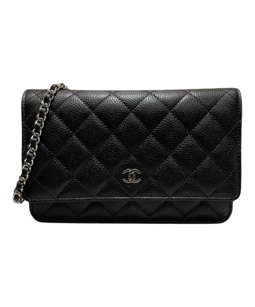CHANEL（シャネル）CHANEL (シャネル) マトラッセ	チェーンウォレット ブラック×シルバー金具 サイズ:-の古着・服飾アイテム