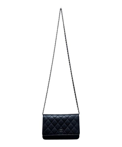CHANEL（シャネル）CHANEL (シャネル) マトラッセ	チェーンウォレット ブラック×シルバー金具 サイズ:-の古着・服飾アイテム