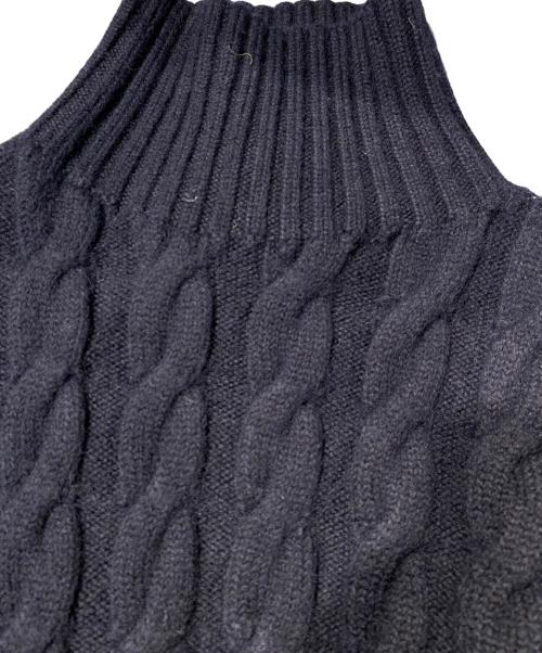 Maison Margiela（メゾンマルジェラ）Maison Margiela (メゾンマルジェラ) バックステッチハイネックケーブルウールニット ネイビー サイズ:Sの古着・服飾アイテム