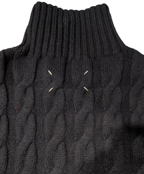 Maison Margiela（メゾンマルジェラ）Maison Margiela (メゾンマルジェラ) バックステッチハイネックケーブルウールニット ネイビー サイズ:Sの古着・服飾アイテム