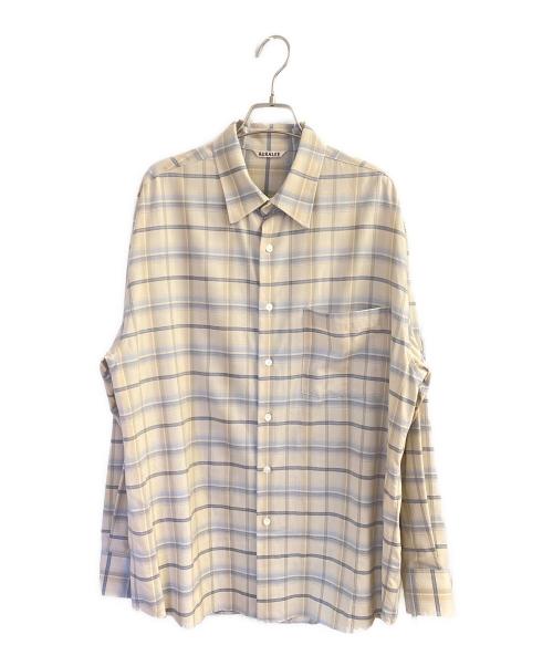 AURALEE（オーラリー）AURALEE (オーラリー) スーパーライトウールチェックシャツ ベージュ×ブルー サイズ:４の古着・服飾アイテム