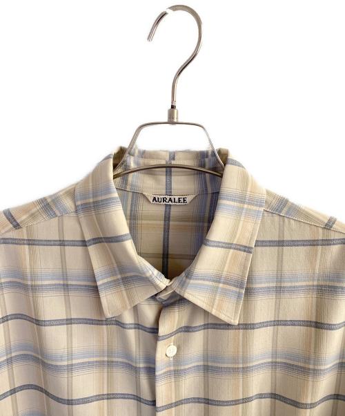 AURALEE（オーラリー）AURALEE (オーラリー) スーパーライトウールチェックシャツ ベージュ×ブルー サイズ:４の古着・服飾アイテム
