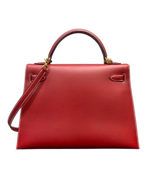 HERMES（エルメス）HERMES (エルメス) ケリー32 外縫い/ゴールド金具/ヴォーシャモニー/ルージュアッシュ/▢E刻印 ルージュアッシュ × ゴールド金具 サイズ:32の古着・服飾アイテム