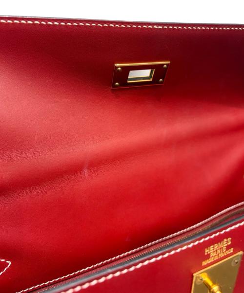 HERMES（エルメス）HERMES (エルメス) ケリー32 外縫い/ゴールド金具/ヴォーシャモニー/ルージュアッシュ/▢E刻印 ルージュアッシュ × ゴールド金具 サイズ:32の古着・服飾アイテム