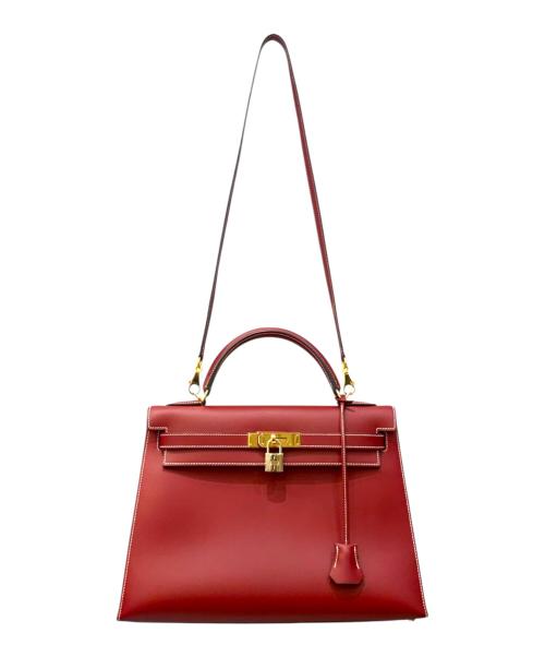 HERMES（エルメス）HERMES (エルメス) ケリー32 外縫い/ゴールド金具/ヴォーシャモニー/ルージュアッシュ/▢E刻印 ルージュアッシュ × ゴールド金具 サイズ:32の古着・服飾アイテム
