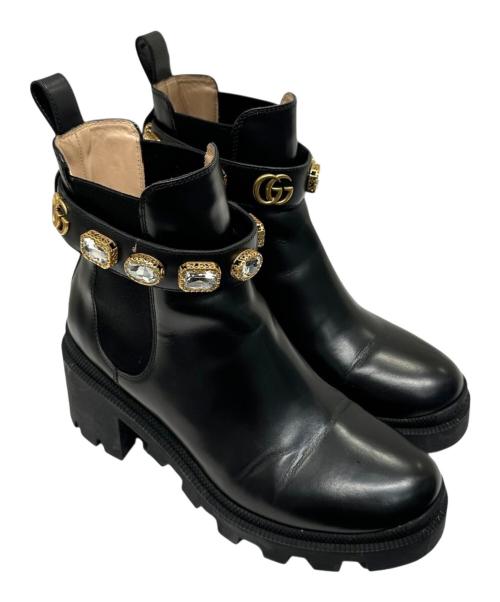 GUCCI（グッチ）GUCCI (グッチ) Gucci Ankle Boot With Belt/GGマーモントサイドゴアブーツ ブラック サイズ:36 1/2の古着・服飾アイテム