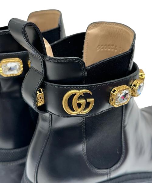 GUCCI（グッチ）GUCCI (グッチ) Gucci Ankle Boot With Belt/GGマーモントサイドゴアブーツ ブラック サイズ:36 1/2の古着・服飾アイテム