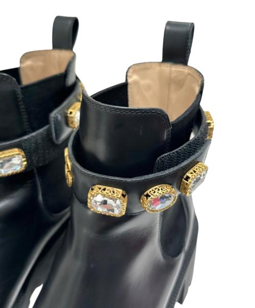 GUCCI（グッチ）GUCCI (グッチ) Gucci Ankle Boot With Belt/GGマーモントサイドゴアブーツ ブラック サイズ:36 1/2の古着・服飾アイテム