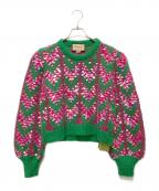 GUCCIグッチ）の古着「Sequin-Embellished Knit Sweater/モヘア混スパンコールセーター」｜グリーン×ピンク