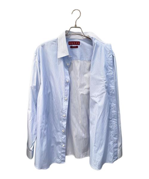GUCCI（グッチ）GUCCI (グッチ) エンボスロゴストライプコットン シャツ スカイブルー サイズ:SIZE50の古着・服飾アイテム