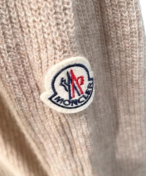 MONCLER（モンクレール）MONCLER (モンクレール) ロゴワッペン付き カシミヤ混長袖リブニット ベージュ サイズ:Ｌの古着・服飾アイテム