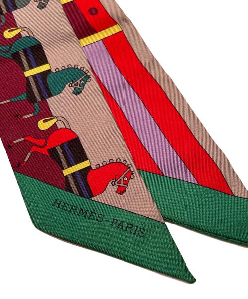 HERMES（エルメス）HERMES (エルメス) ツイリー / Rocabar エンジ×マルチカラー サイズ:-の古着・服飾アイテム