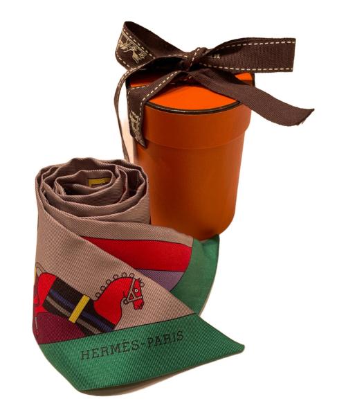 HERMES（エルメス）HERMES (エルメス) ツイリー / Rocabar エンジ×マルチカラー サイズ:-の古着・服飾アイテム