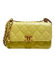 CHANEL（シャネル）の古着「ココマークチェーンウォレット」｜ライムイエロー