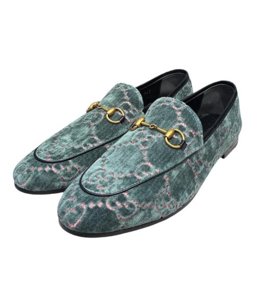 GUCCI（グッチ）GUCCI (グッチ) ベロアホースビットローファー GGベルベット グリーン サイズ:371/2の古着・服飾アイテム