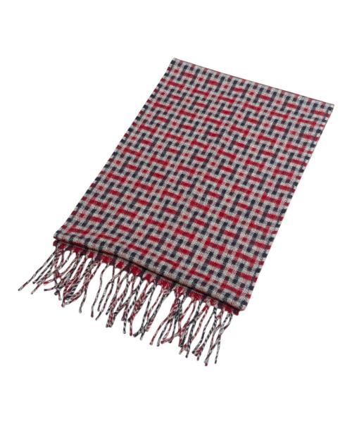 HERMES（エルメス）HERMES (エルメス) Hロゴカシミヤストール レッド×ネイビーの古着・服飾アイテム