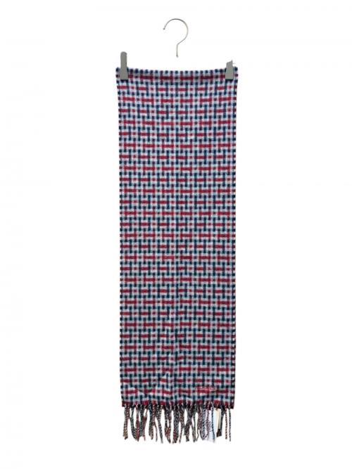 HERMES（エルメス）HERMES (エルメス) Hロゴカシミヤストール レッド×ネイビーの古着・服飾アイテム