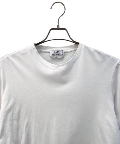 HERMES（エルメス）HERMES (エルメス) コットンクルーネックTシャツ ホワイト×グレー サイズ:Ｌの古着・服飾アイテム