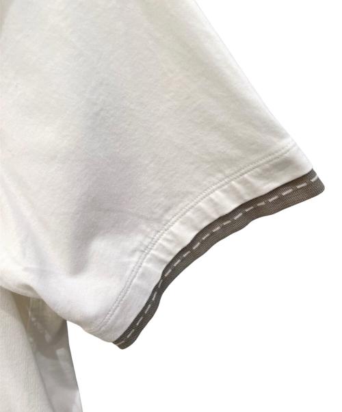 HERMES（エルメス）HERMES (エルメス) コットンクルーネックTシャツ ホワイト×グレー サイズ:Ｌの古着・服飾アイテム