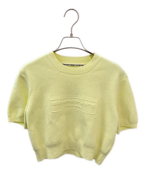 ALEXANDER WANG（アレキサンダー・ワン）ALEXANDER WANG (アレキサンダー・ワン) ロゴエンボスショート丈半袖ニット イエロー サイズ:Sの古着・服飾アイテム