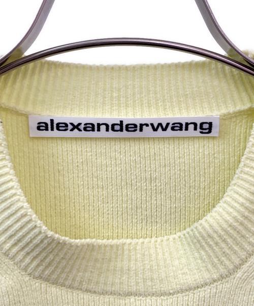 ALEXANDER WANG（アレキサンダー・ワン）ALEXANDER WANG (アレキサンダー・ワン) ロゴエンボスショート丈半袖ニット イエロー サイズ:Sの古着・服飾アイテム