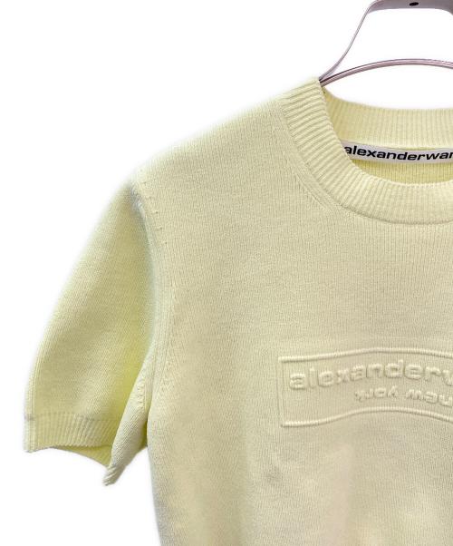ALEXANDER WANG（アレキサンダー・ワン）ALEXANDER WANG (アレキサンダー・ワン) ロゴエンボスショート丈半袖ニット イエロー サイズ:Sの古着・服飾アイテム